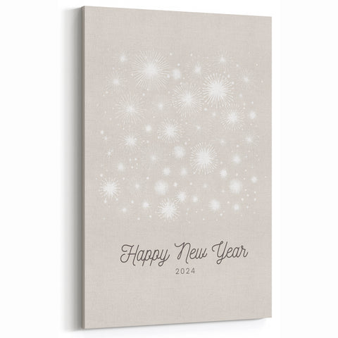 Happy New Year Fireworks Wall Art – Elegant Winter Celebration Print
