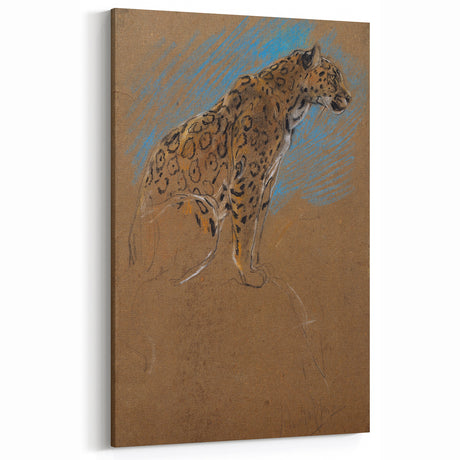 Vintage Animal Art: Retro Leopard Sketch for Wildlife Decor