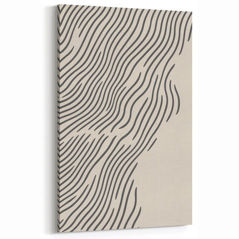 Minimalist Black and Beige Winter Wall Art – Modern Abstract Print