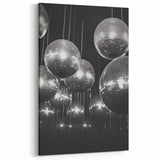Black and White Disco Ball Wall Art – Glamorous Winter Canvas Print