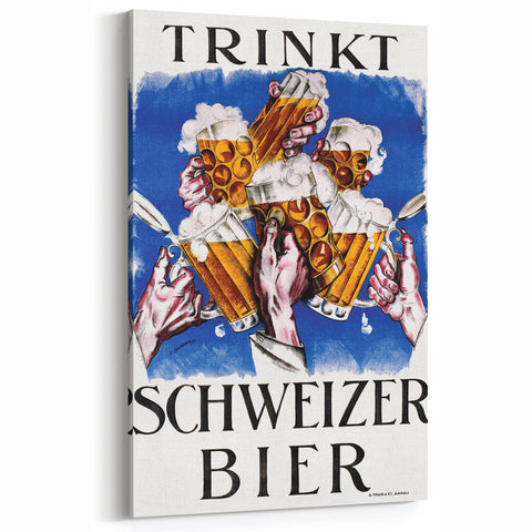 Vintage Advertising Poster - Schweizer Bier Retro Wall Art