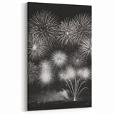 Black and White Fireworks Wall Art – Elegant New Year Winter Print
