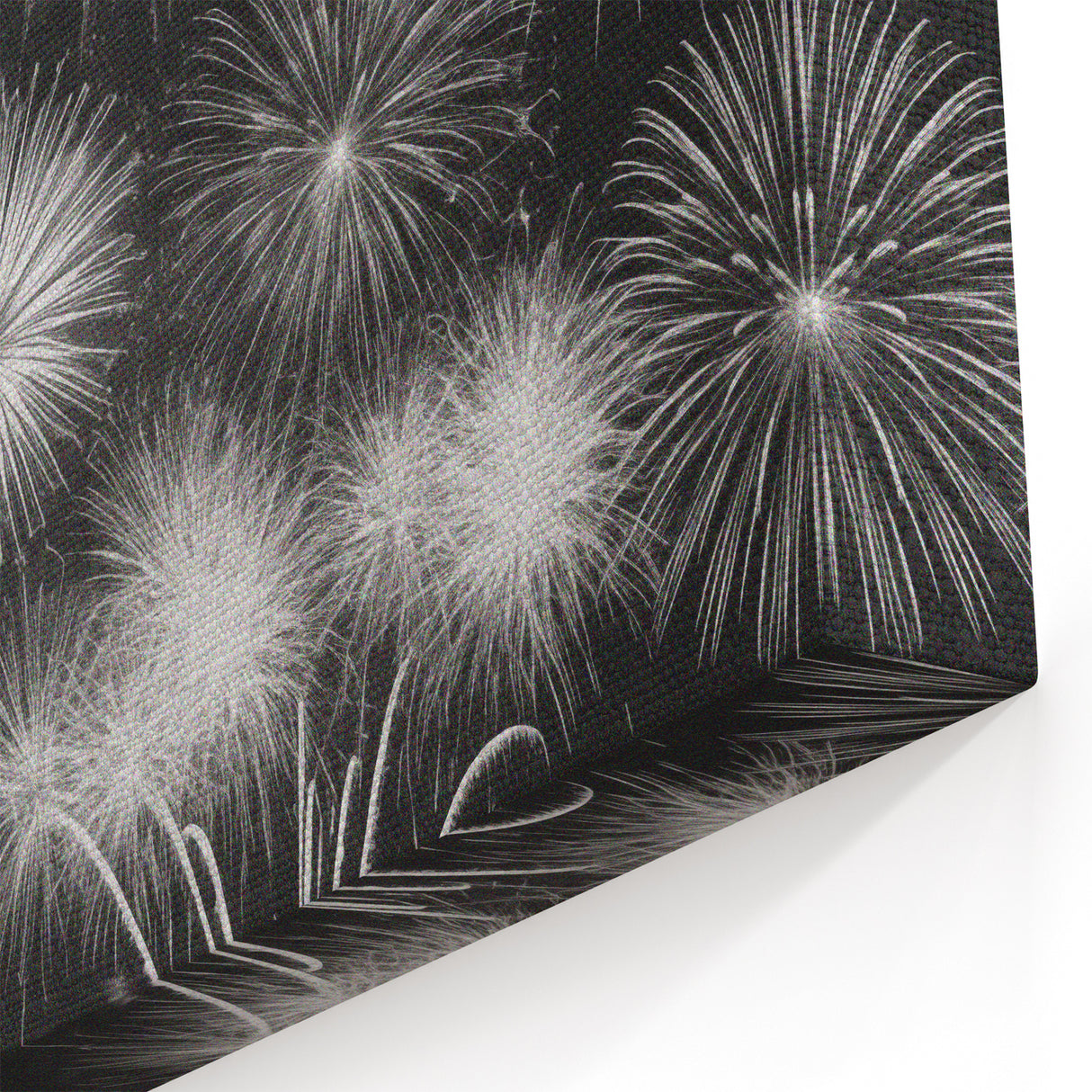 Black and White Fireworks Wall Art – Elegant New Year Winter Print