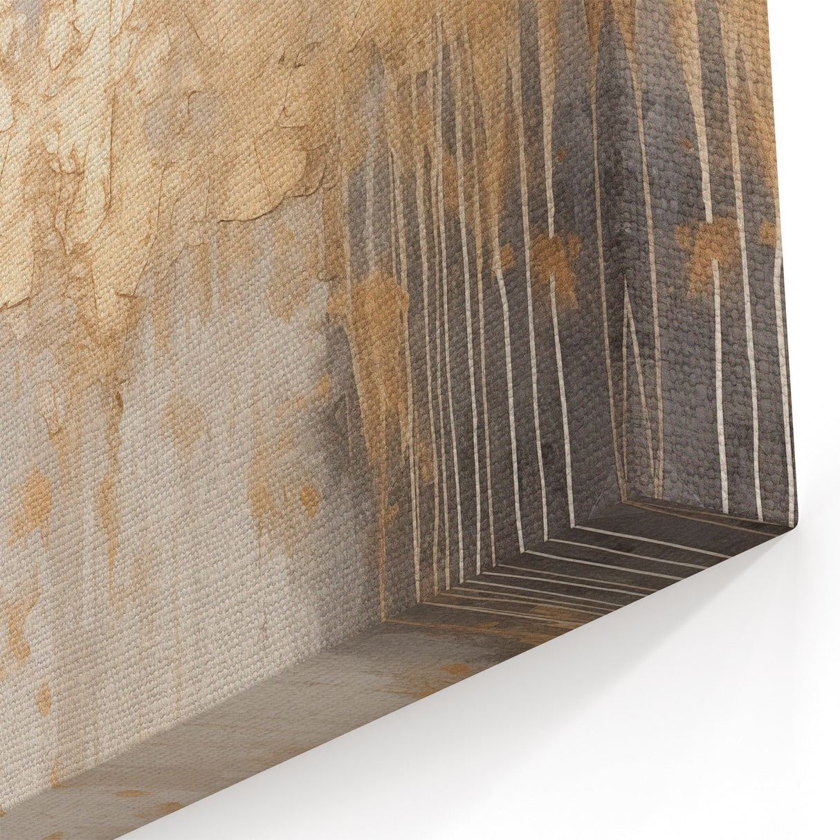 Gold and Gray Abstract Winter Wall Art – Luxe Metallic Canvas Print