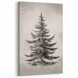 Vintage Winter Pine Tree Wall Art – Black and White Nature Print