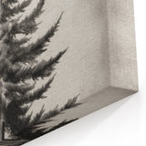 Vintage Winter Pine Tree Wall Art – Black and White Nature Print