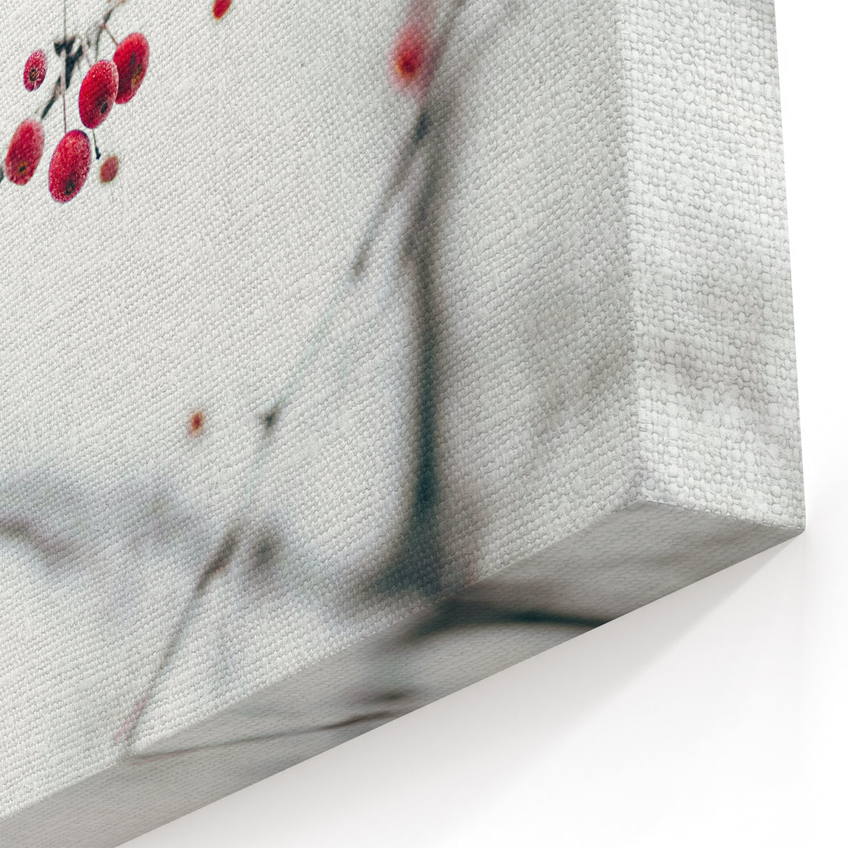 Snowy Landscape Wall Art – Frosted Red Berries Winter Scene