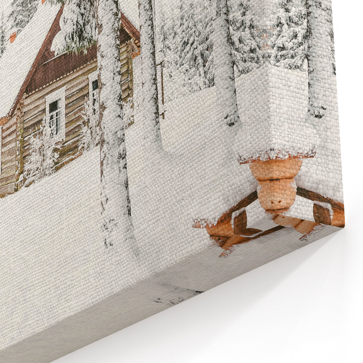 Winter Wonderland Wall Art – Snowy Cabin Winter Scene Decor