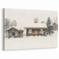 Winter Wall Decor – Rustic Snowy Cabin in Winter Art Print