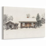 Winter Wall Decor – Rustic Snowy Cabin in Winter Art Print