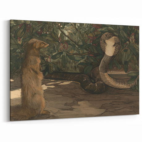Vintage Animal Art: Retro Mongoose & Cobra Illustration for Decor