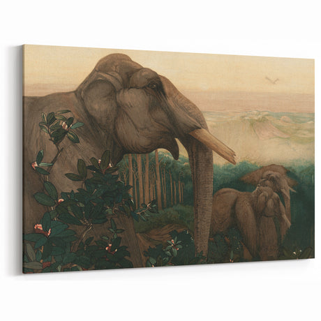 Vintage Animal Art: Retro Elephant Illustration for Nature Decor