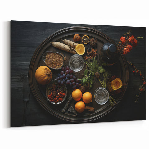 Elegant Fruits Wall Art – Dark Rustic Kitchen Fruit Decor