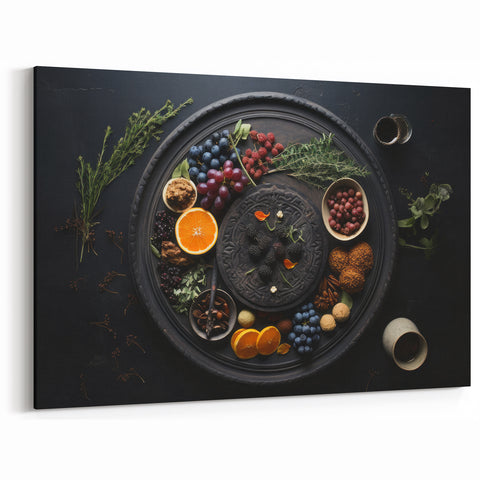 Rustic Fruit Wall Art – Dark Blue & Orange Kitchen Decor