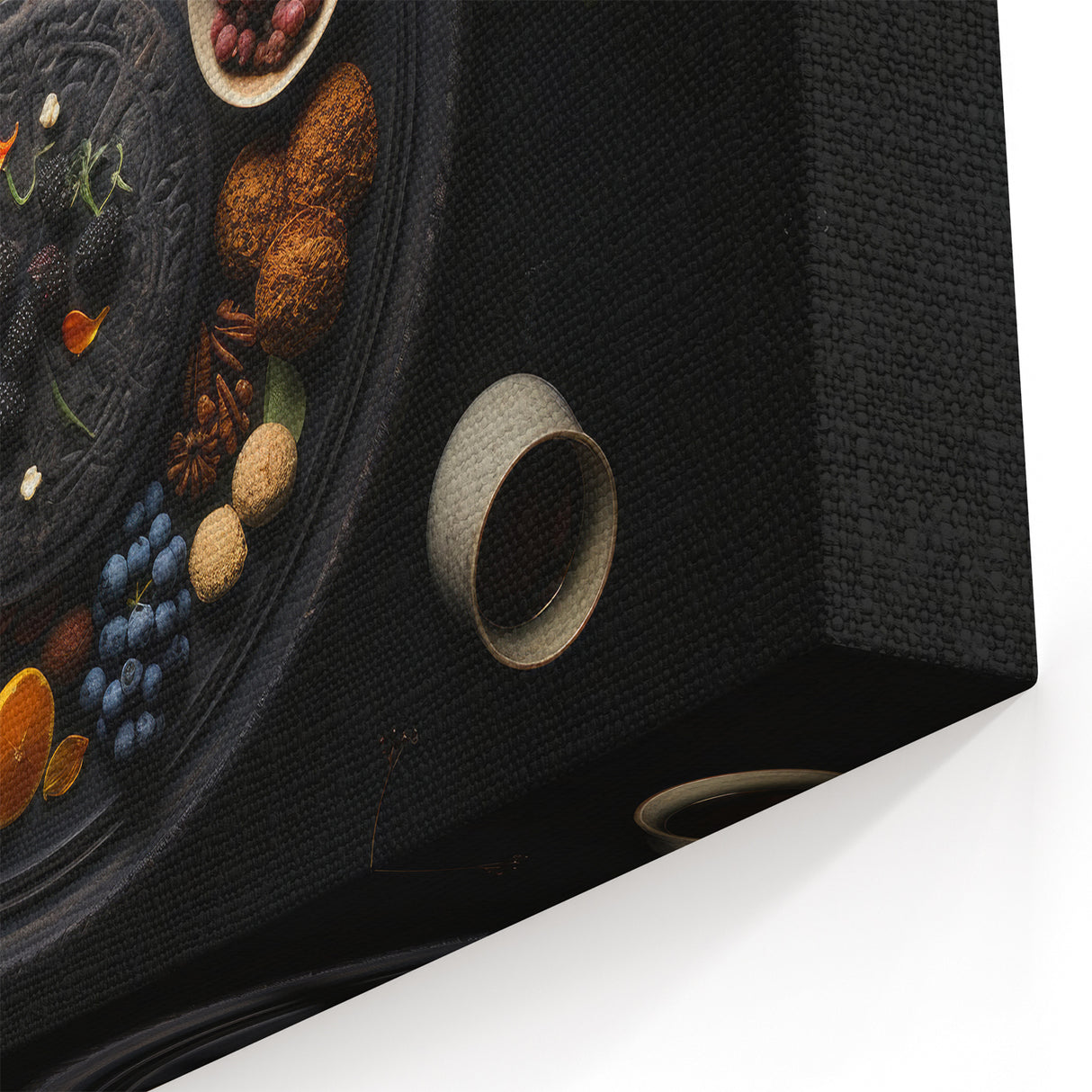 Rustic Fruit Wall Art – Dark Blue & Orange Kitchen Decor