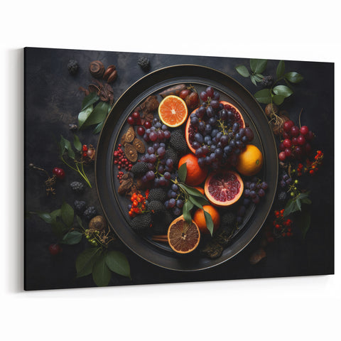 Dark Fruit Wall Art – Moody Burgundy & Orange Kitchen Decor