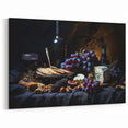 Wine & Fruit Wall Art – Dark Blue & Burgundy Kitchen Decor