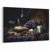 Wine & Fruit Wall Art – Dark Blue & Burgundy Kitchen Decor