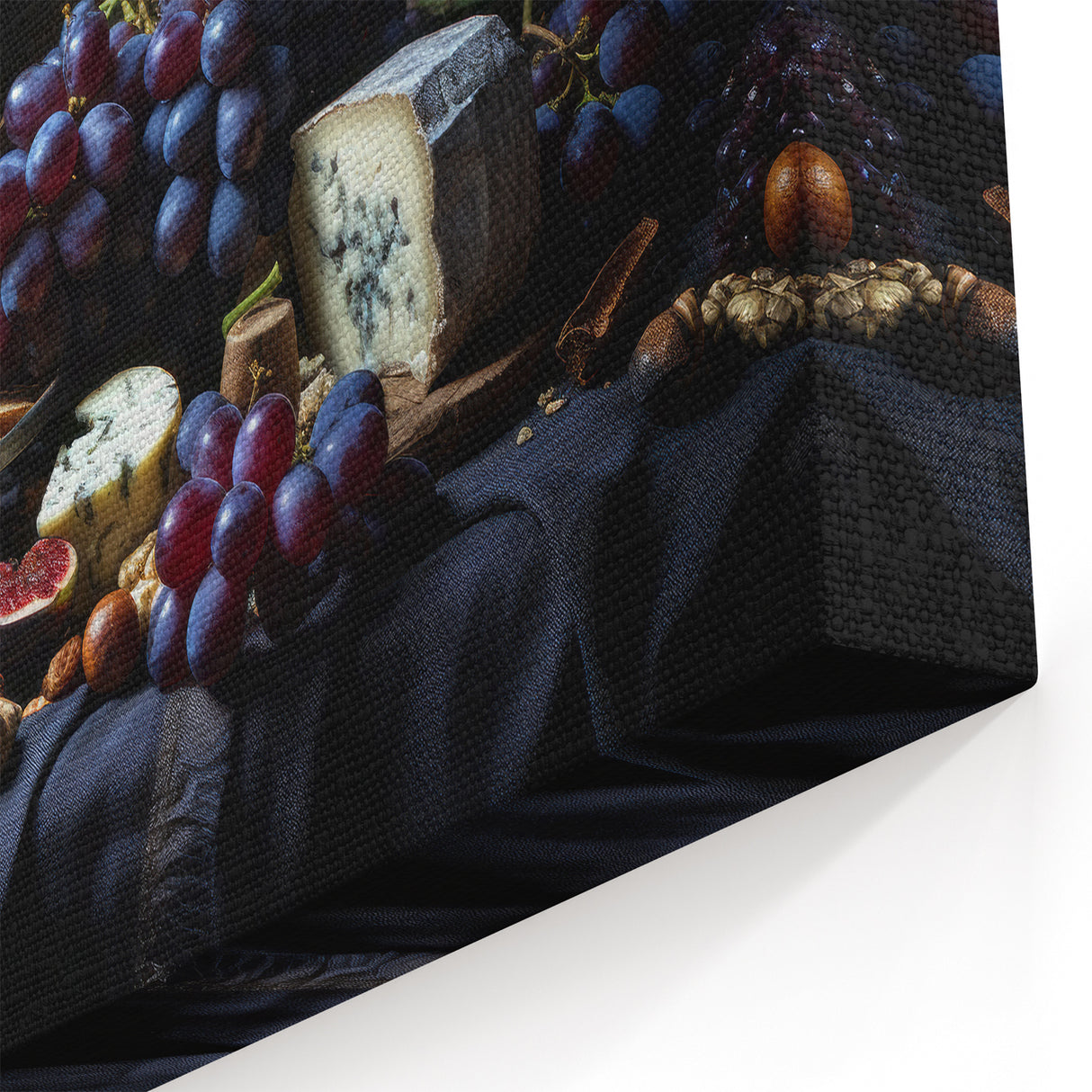 Wine & Fruit Wall Art – Dark Blue & Burgundy Kitchen Decor