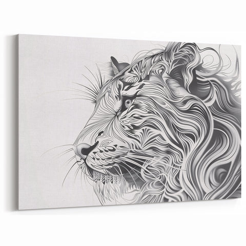 Abstract Lion Illustration Art Print – Modern Animal Wall Decor