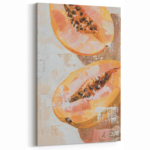 Tropical Papaya Painting – Fruit Canvas Art for Kitchen Decor