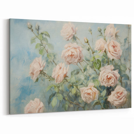 Vintage Botanical Art Print - Soft Pink Roses – Framed