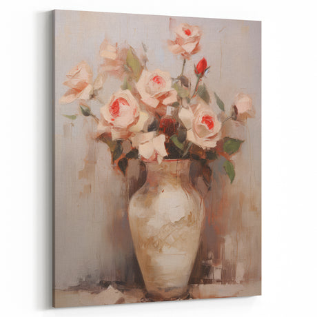 Vintage Botanical Art Print - Roses in Vase – Framed