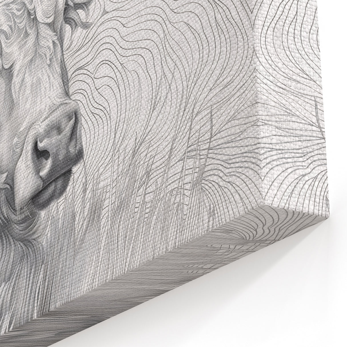 Intricate Cow Illustration Art Print – Detailed Nature-Inspired Decor