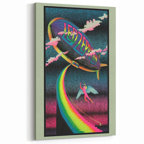 Led Zeppelin Rainbow Zeppelin Poster | Retro 1970s Music Wall Art