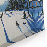 Vintage New Yorker Poster - Skiers on Snowy Hillside Art Print