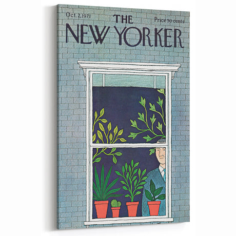 Vintage New Yorker Poster - Window with Plants Art Print