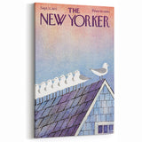 Vintage New Yorker Poster - Seagulls on Roof Wall Art Print