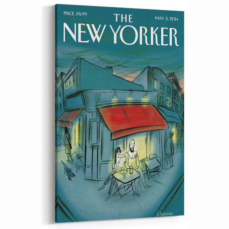 Vintage New Yorker Poster - Evening Cafe Scene Wall Art Print
