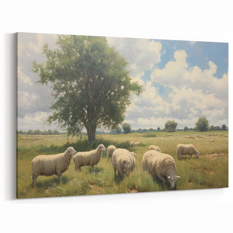Vintage Animal Art - Timeless Sheep in Pastoral Landscape