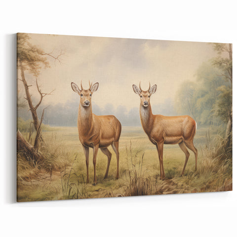 Vintage Animal Art - Majestic Deer in Serene Landscape