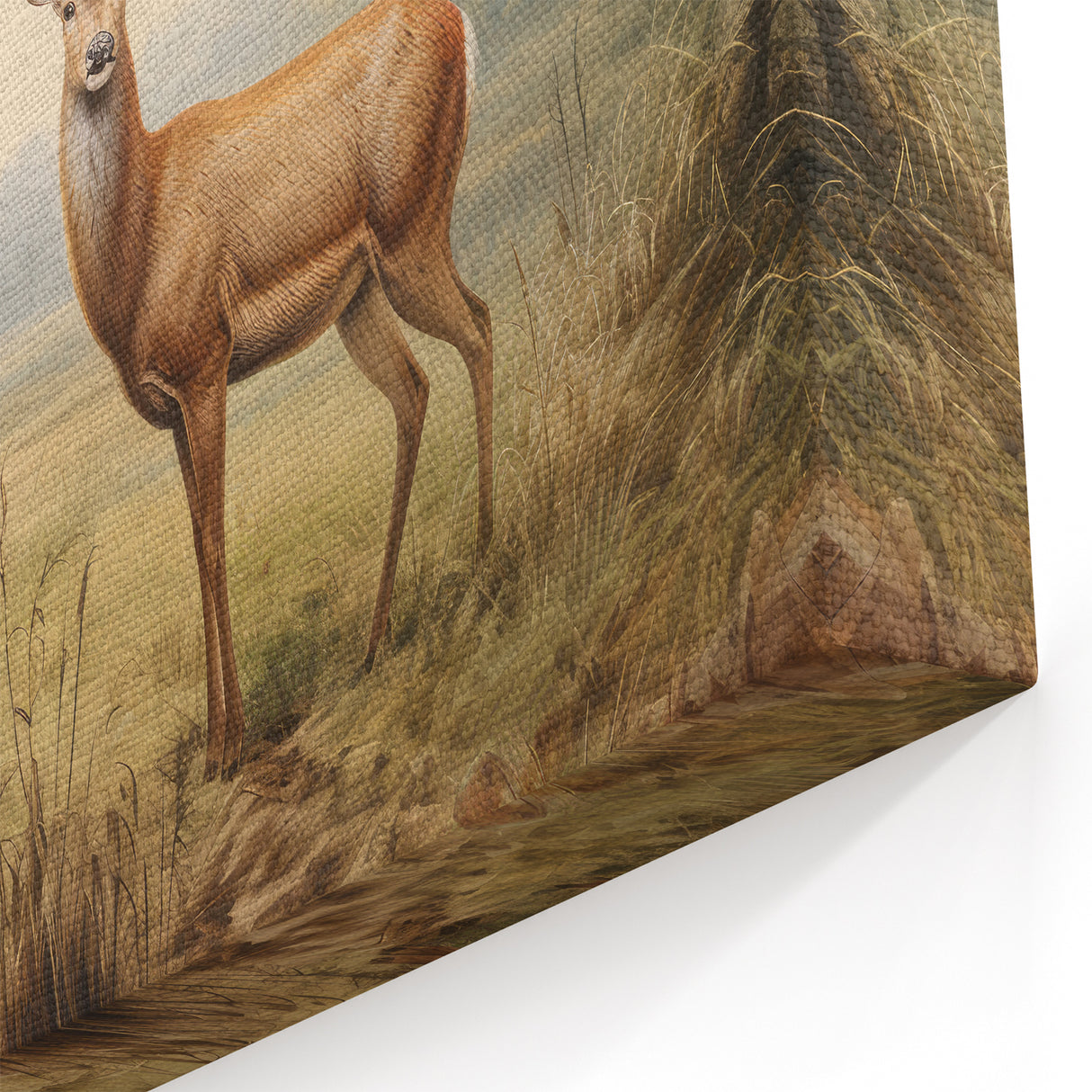Vintage Animal Art - Majestic Deer in Serene Landscape