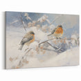 Vintage Animal Art - Winter Birds on Snowy Branches
