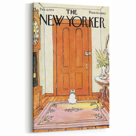 Vintage New Yorker Poster - Waiting Dog at the Door Wall Art Print