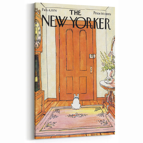 Vintage New Yorker Poster - Waiting Dog at the Door Wall Art Print