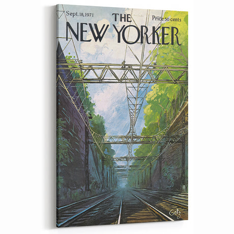 Vintage New Yorker Poster - Railroad Tunnel Scene Wall Art Print