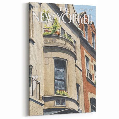 Vintage New Yorker Poster - Dog on Balcony Wall Art Print