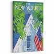 Vintage New Yorker Poster - American Flag on Balcony Wall Art Print