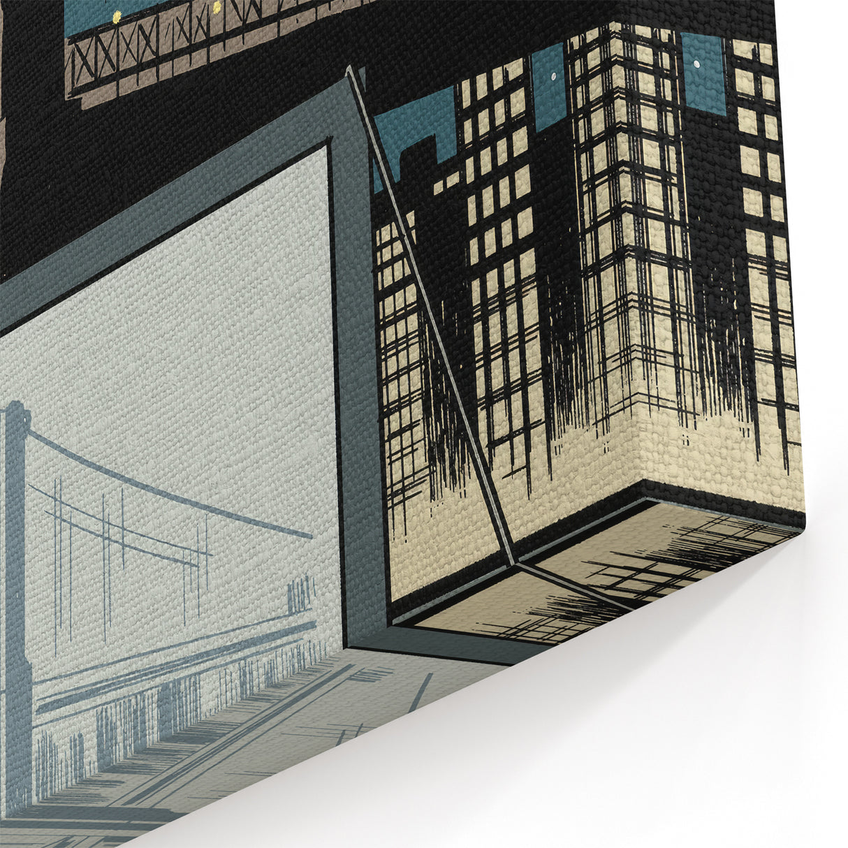 Vintage New Yorker Poster - Outdoor Movie Night at Brooklyn Bridge Wall Art Print