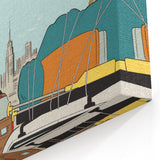 Vintage New Yorker Poster - Family Road Trip on the Bridge Wall Art Print