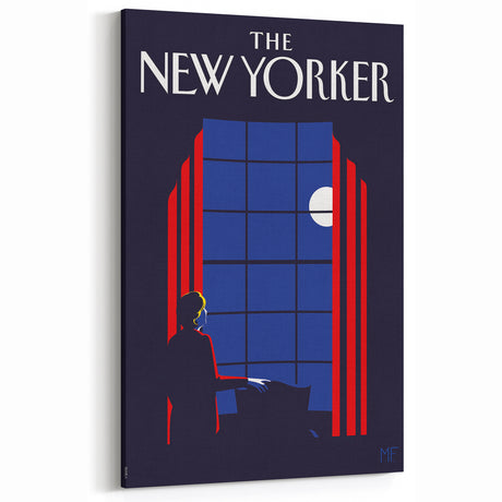 Vintage New Yorker Poster - Moonlit Night by the Window Wall Art Print