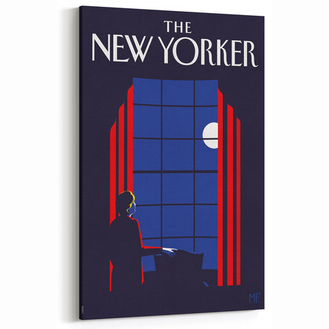 Vintage New Yorker Poster - Moonlit Night by the Window Wall Art Print