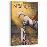 Vintage New Yorker Poster - Equestrian Jumping Scene Wall Art Print