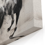 Vintage Animal Art - Powerful Running Black Horses