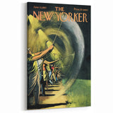 Vintage New Yorker Poster - Nighttime Street Sweeping Scene Wall Art