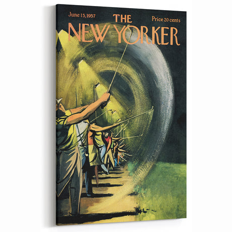 Vintage New Yorker Poster - Nighttime Street Sweeping Scene Wall Art